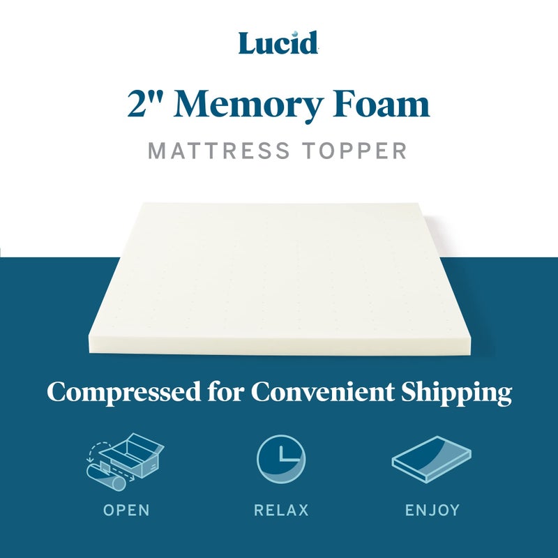 LUCID 2 Inch Traditional Foam Mattress Topper â€“ Ventilated & Breathable â€“ Conforming Support â€“ Twin size - Image 3